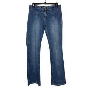 Jill Stuart Blue Denim Bootcut Jeans Exposed Seams Size 8
